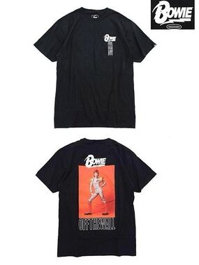 VANS x Ziggy Stardust 70s Black Tee T-Shirt Red David Bowie Graphic Print Cotton